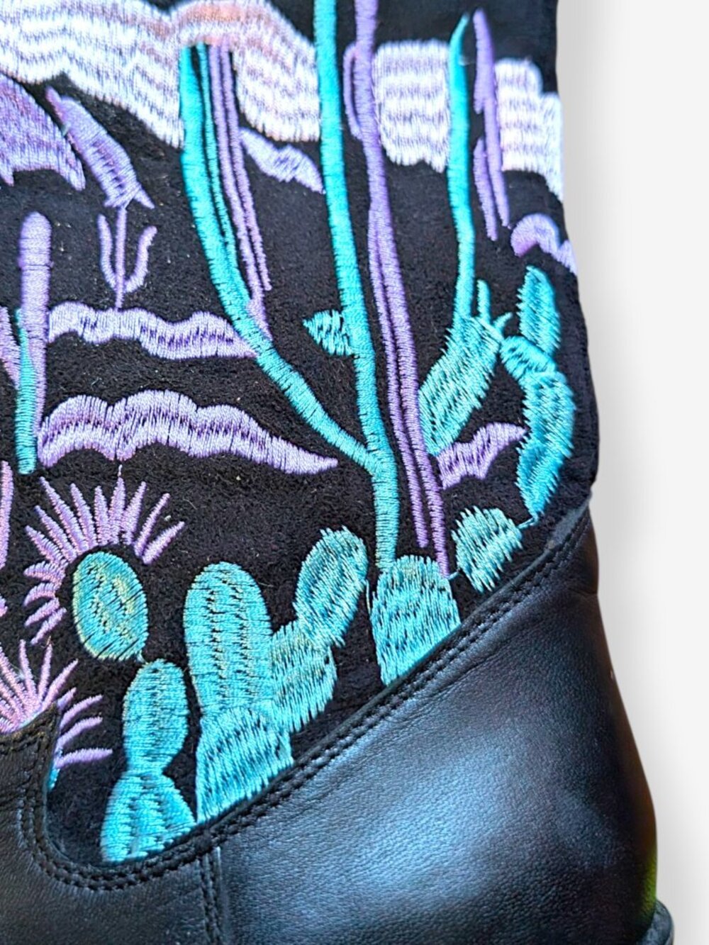 Nastygal rare leather embroidery southwestern fairy boho knee high boot 4uk 37Eu - Picture 13 of 16